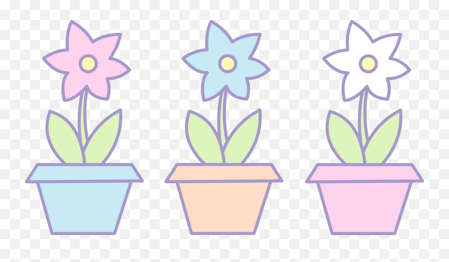 Three Cute Flower Pots - Flowers Art Cute Emoji,Flower Pot Clipart