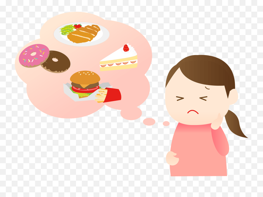 Woman On A Diet Is Thinking Of Sweets Clipart Free Download - Thinking For Food Clipart Transparent Emoji,Person Thinking Clipart