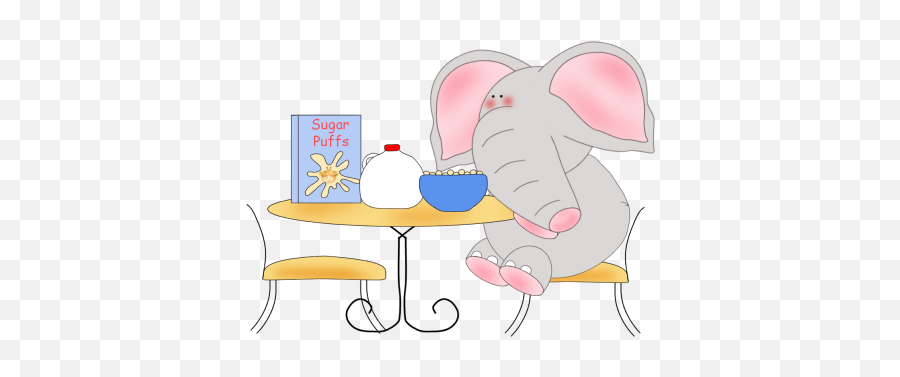 Cartoon Animal Eating Breakfast - Clip Art Library Elephant Eating At Table Clip Art Emoji,Eat Breakfast Clipart