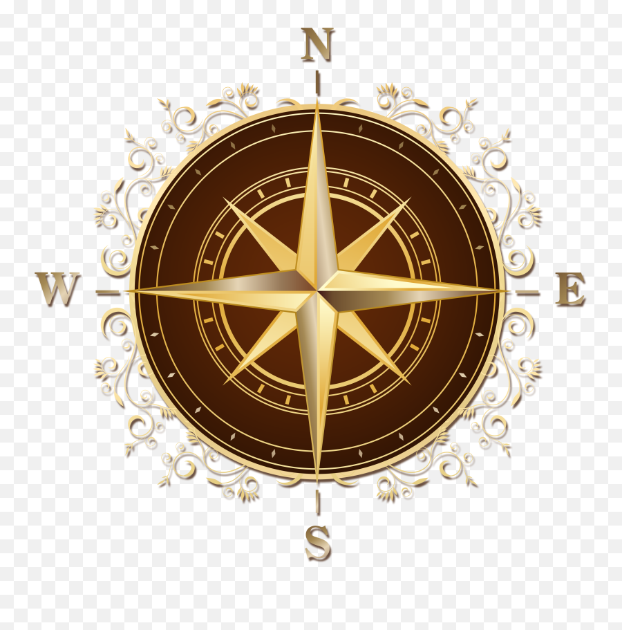 Gold Compass Rose Ornate Tile Coaster - Compass Rose Emoji,Compass Rose Png