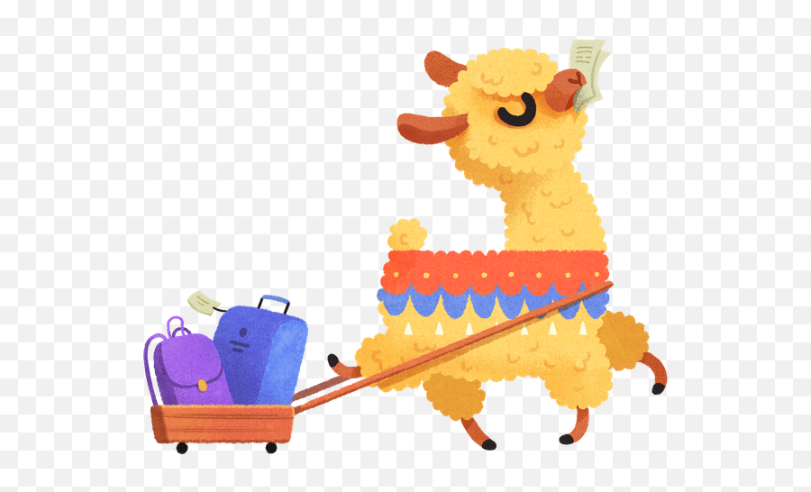 Illustration Of An Alpaca Leaving For A Trip - Traveling Happy Emoji,Alpaca Clipart