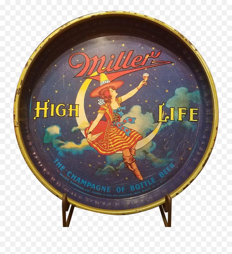Moon Miller High Life Beer Tray - Miller Vintage Beer Trays Emoji,Miller High Life Logo