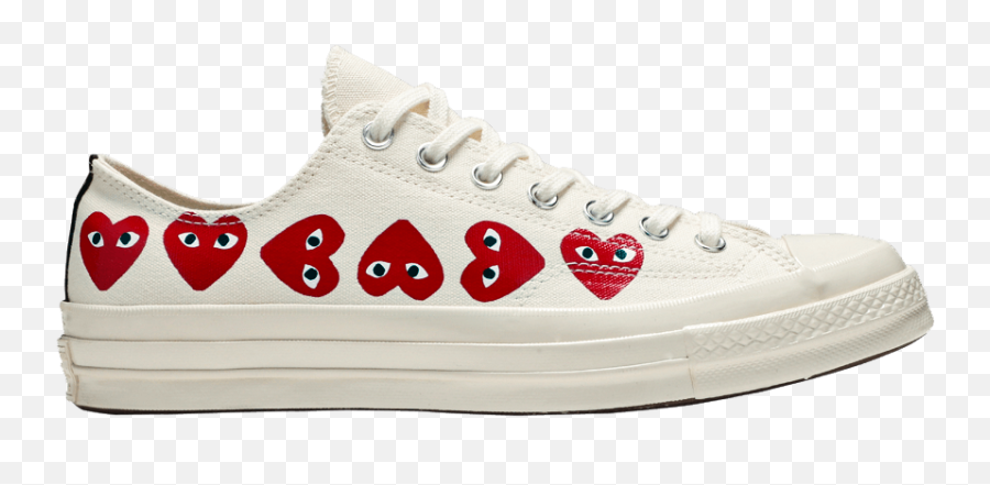 Comme Des Garçons Play X Chuck 70 Low - Converse X Cdg Small Hearts Emoji,Heart With Eyes Logo