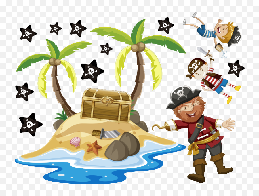 Pirates And Palm Trees Window Sticker - Tenstickers Emoji,Palm Tree Emoji Transparent