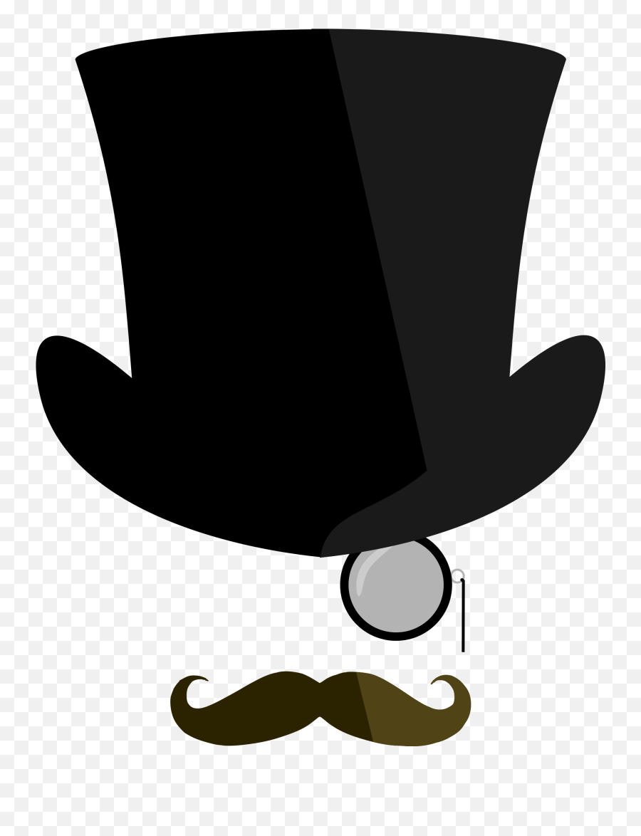 Top Hat Monocle Moustache Clip Art - Mustache Top Hat Png Emoji,Monocle Png