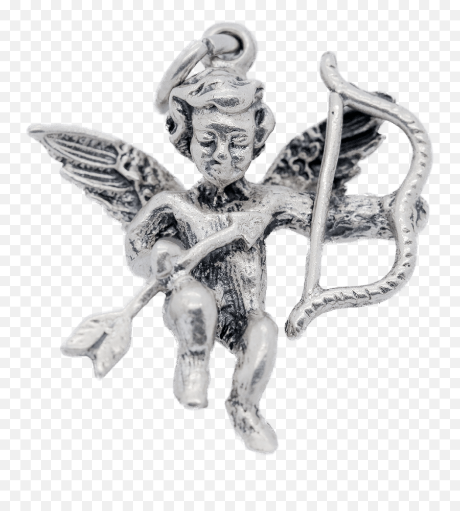 Vintage Sterling Silver Winged Cupid With Bow U0026 Arrow Charm - Fairy Emoji,Cupid Png