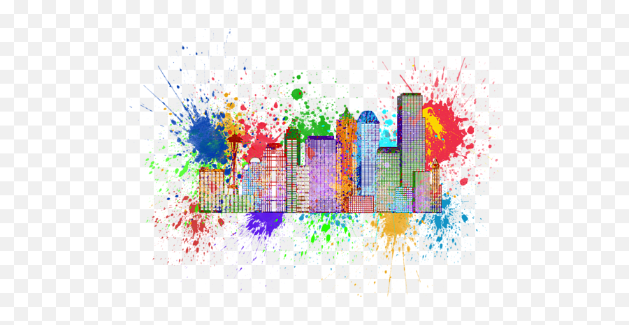 Seattle Skyline Paint Splatter Color Illustration Tank Top - Dot Emoji,Paint Splatter Transparent