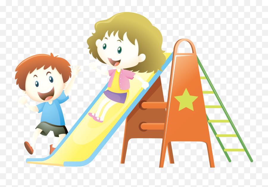 Child Playground Slide Illustration - Children Playing In Slide Emoji,Playground Clipart