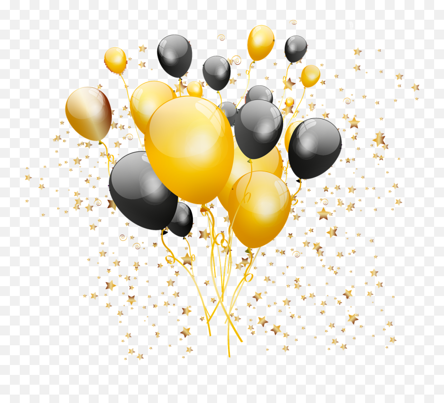 Gold And Black Balloons Confetti - Free Image On Pixabay Female 60th Birthday Invites Emoji,Gold Png