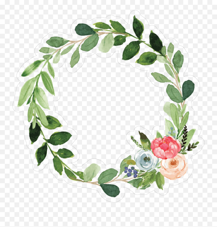 Green Wreath Print U0026 Cut File - Green Flower Wreath Png Emoji,Wreath Png