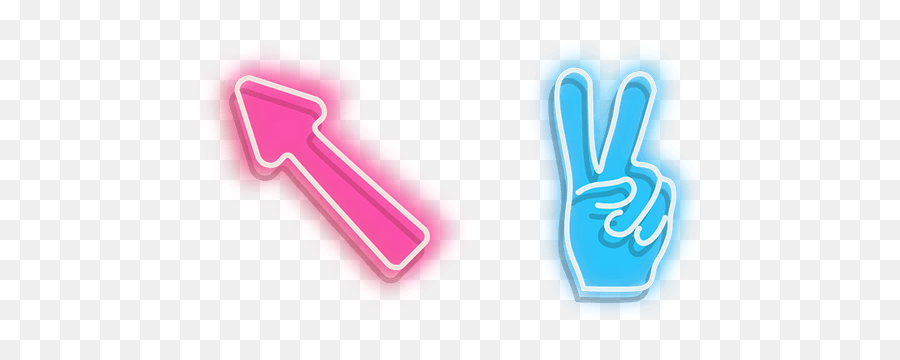 Pink Arrow And Blue Peace Hand Neon Emoji,Pink Arrow Png
