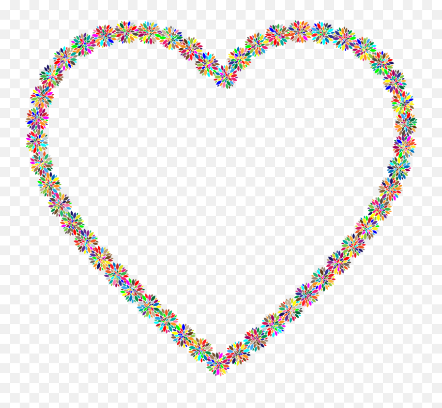 Download Flower Heart Necklace Shape Emoji,Flower Outline Clipart