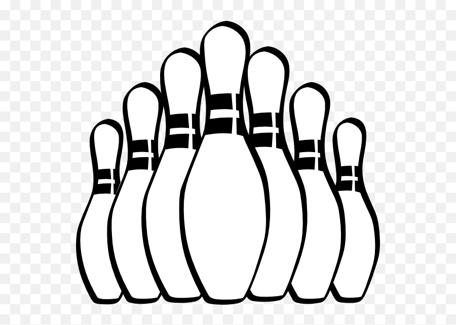 Bowling Pins Coloring Page Transparent - Bowling Pins Clipart Black And White Emoji,Bowling Clipart