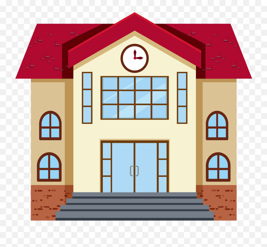 Small School Building Png Trasnparent - School Building Flat Design Emoji,School Building Clipart