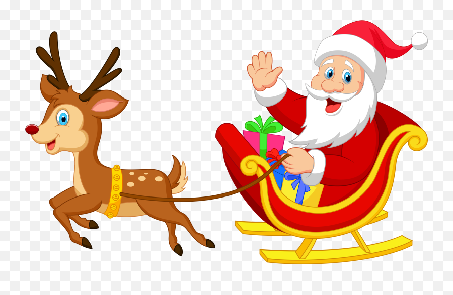 Library Of Christmas Santa Clip Library - Transparent Santa In Sleigh Png Emoji,Santa Clipart