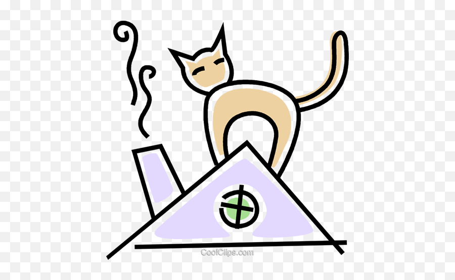 Cat On The Roof Royalty Free Vector Clip Art Illustration - Cat On Roof Vector Emoji,Roof Clipart
