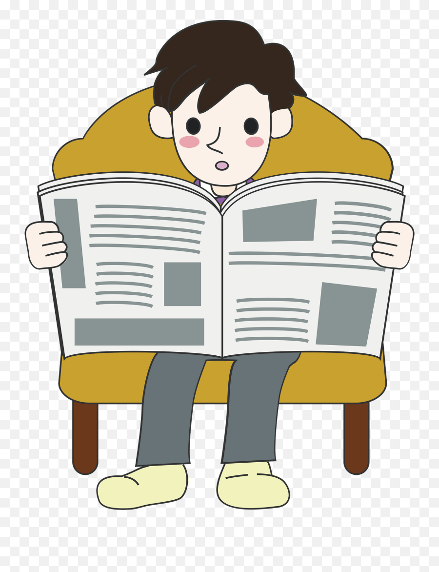 Man Is Reading A Newspaper Clipart - Man Reading Newspaper Clipart Png Transparent Emoji,Newspaper Clipart