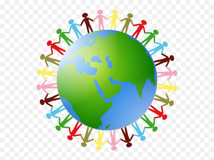 People Holding Hands Around The World - 600x600 Png Cartoon Circle Of People Emoji,People Holding Hands Clipart
