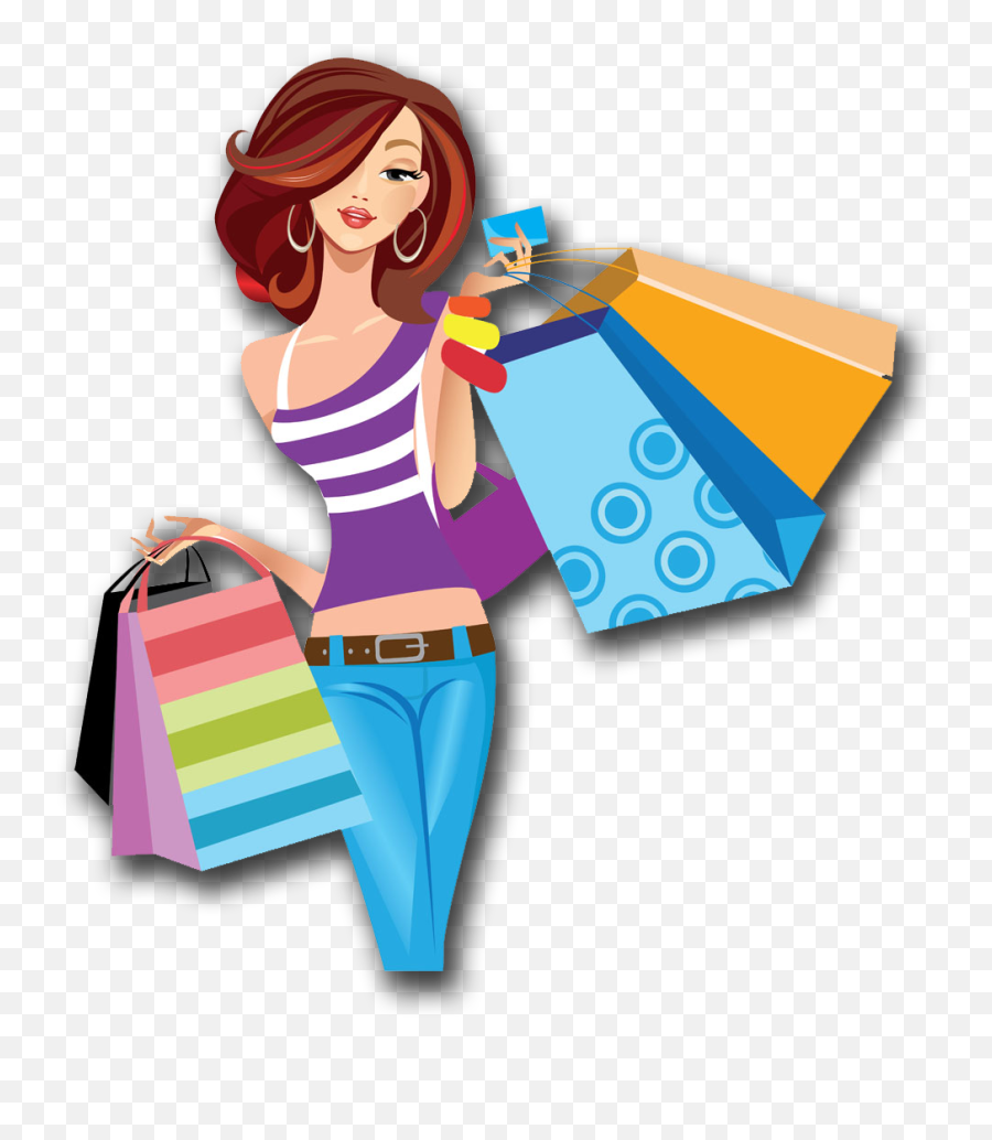 Free Transparent Shopping Png Download - Women Shopping Cartoon Png Emoji,Shopping Clipart