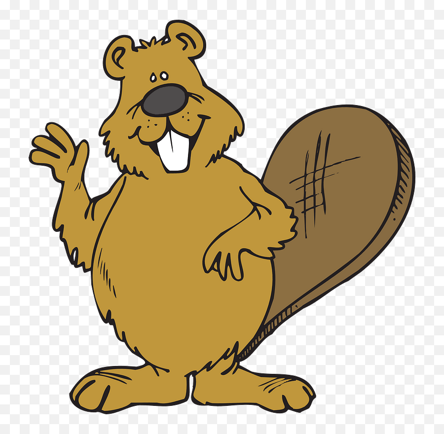 Groundhog Day Cartoon Rodent - Beaver Waving Emoji,Groundhog Clipart