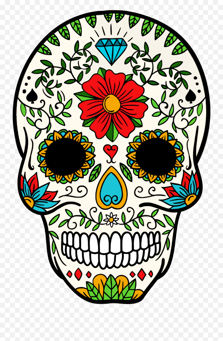 The Dead Skeleton Skull Clipart - Clipart Sugar Skull Day Of The Dead Emoji,Skull Clipart