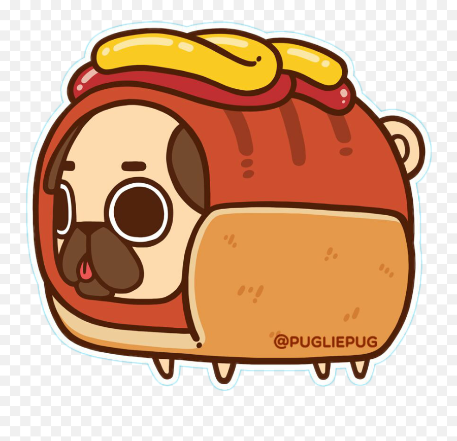 Puglie Pug Food - 863x788 Png Clipart Download Cartoon Hot Dog Pug Emoji,Pug Clipart