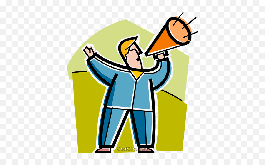 Man Making Announcements With Megaphone Royalty Free Vector - Standing Around Emoji,Announcement Clipart