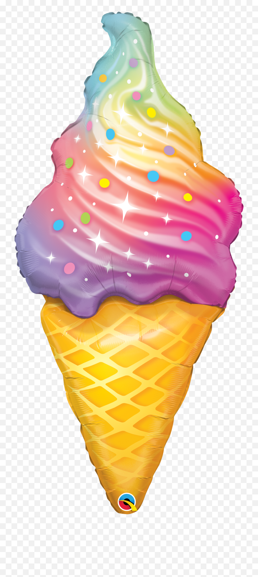 Rainbow Swirl Ice Cream Foil - Rainbow Ice Cream Mylar Balloon Emoji,Ice Cream Transparent