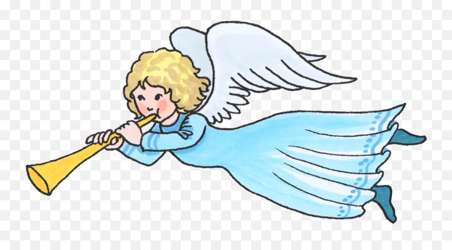 Christmas Angel Blowing Horn Clipart Free Download - Christmas Angels Png Hd Emoji,Christmas Angel Clipart