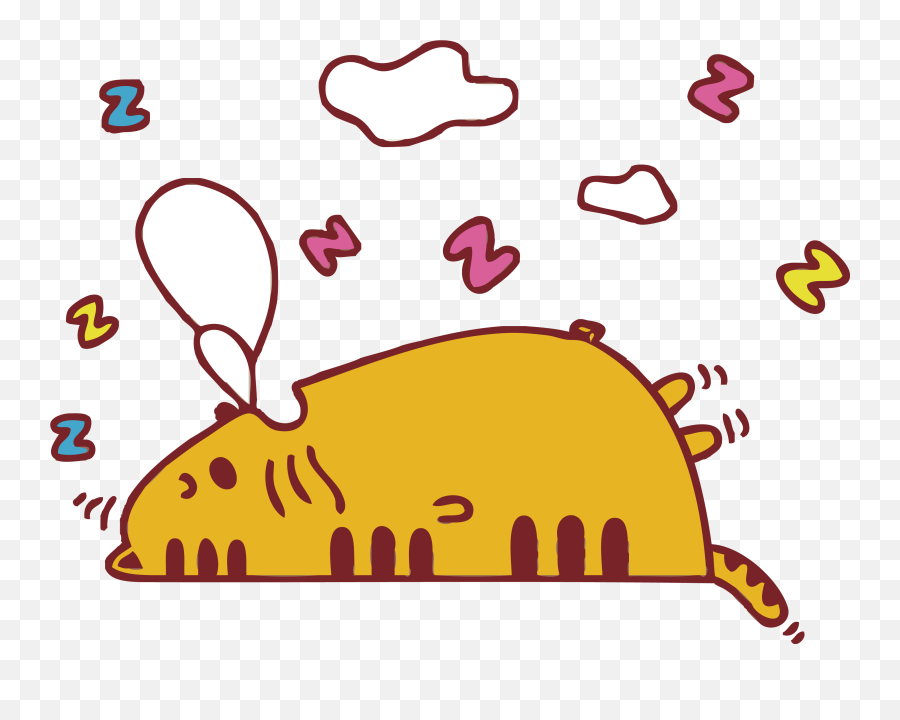 Cat Wall Sticker Clip Art Cartoon Cute Lazy Cat Sleeping Emoji,Sleeping Cat Clipart