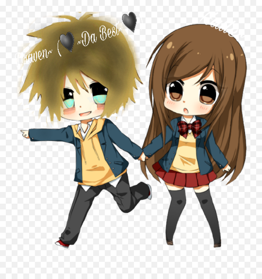 Chibi Anime Couple Png Clipart Png Mart Emoji,Chibi Clipart