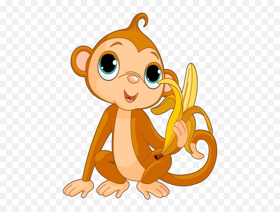 Animated Baby Monkey Clip Art - Monkey With Banana Emoji,Monkey Clipart Black And White