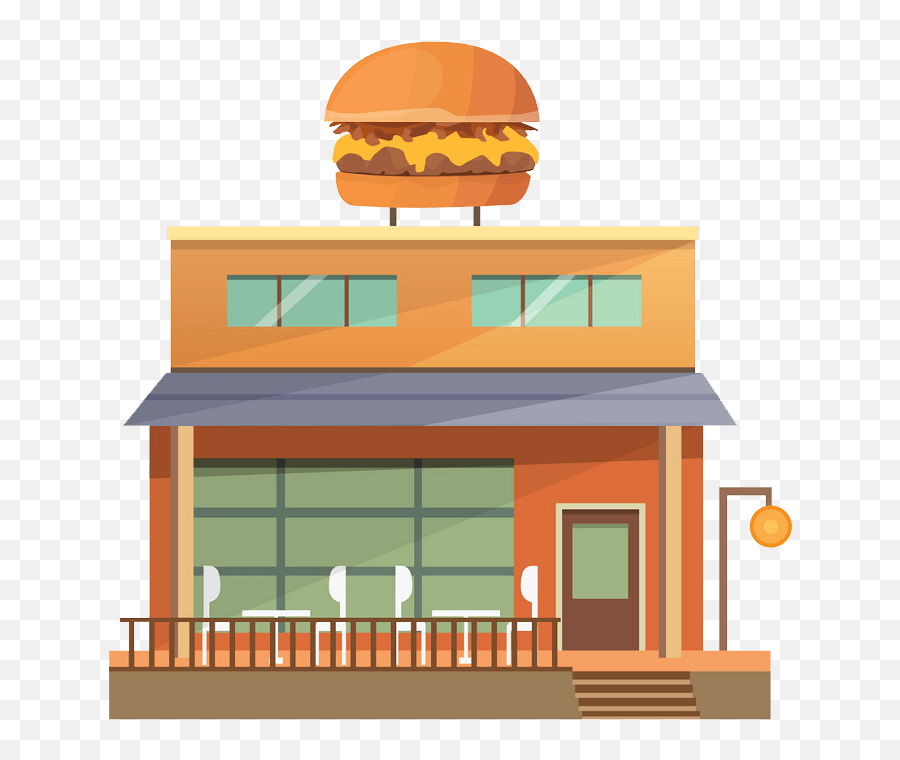 Hamburger Restaurant Clipart - Horizontal Emoji,Restaurant Clipart