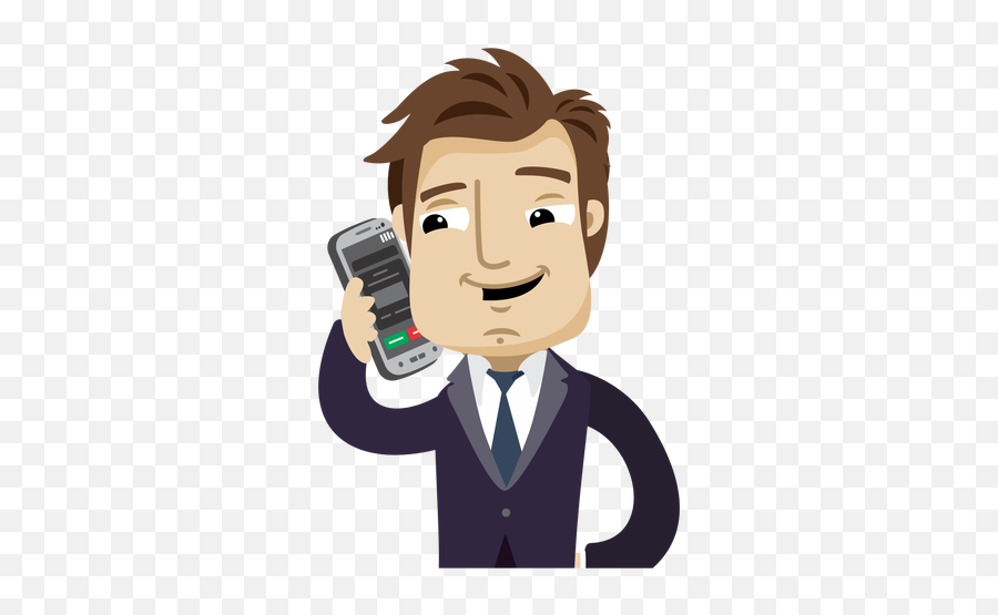 Businessman Cartoon Talking Cellphone - Transparent Pngsvg Emoji,Talking On Phone Clipart