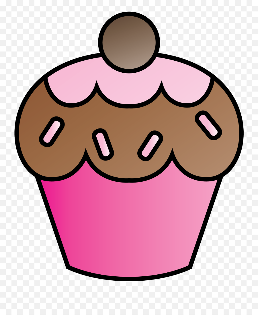 Clip Art Cupcake And Pink Cupcakes 2 - Sketsa Gambar Cup Cake Emoji,Cupcake Clipart
