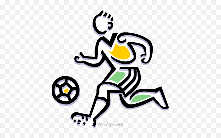 Soccer Player Dribbling Ball Royalty Free Vector Clip Art - Futsal Cartoons Emoji,Soccer Player Clipart