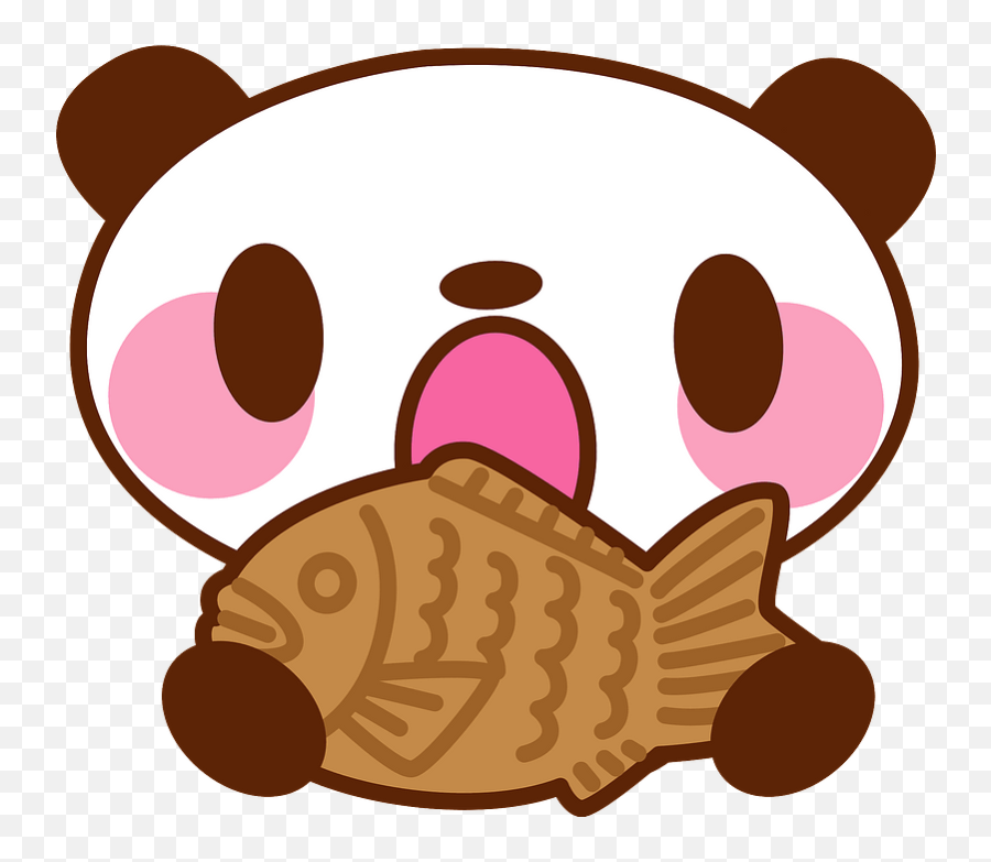 Giant Panda With Taiyaki - Fish Shaped Snack Clipart Free Panda Holding A Fish Emoji,Snack Clipart