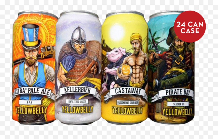 Yellowbelly Mixed Case 24 Cans - Yellow Belly Beer Art Emoji,Pirate Bay Logo