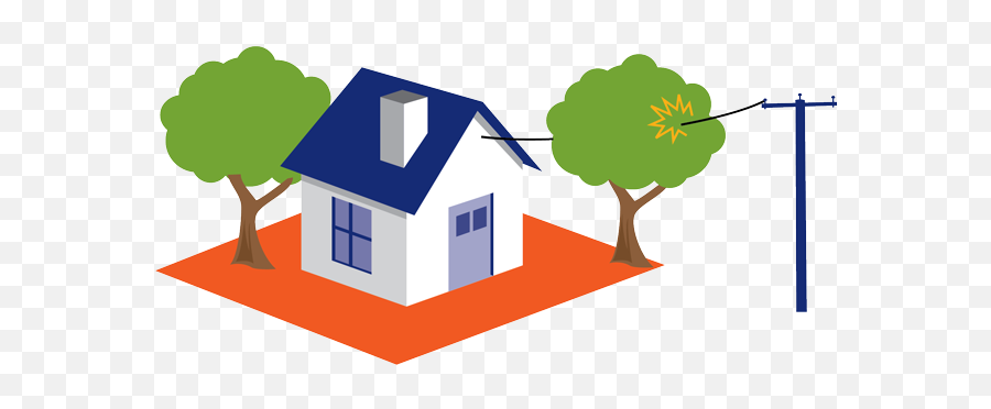 Power Line Clipart House - Climbing A Tree Beside A Emoji,Clipart Of House