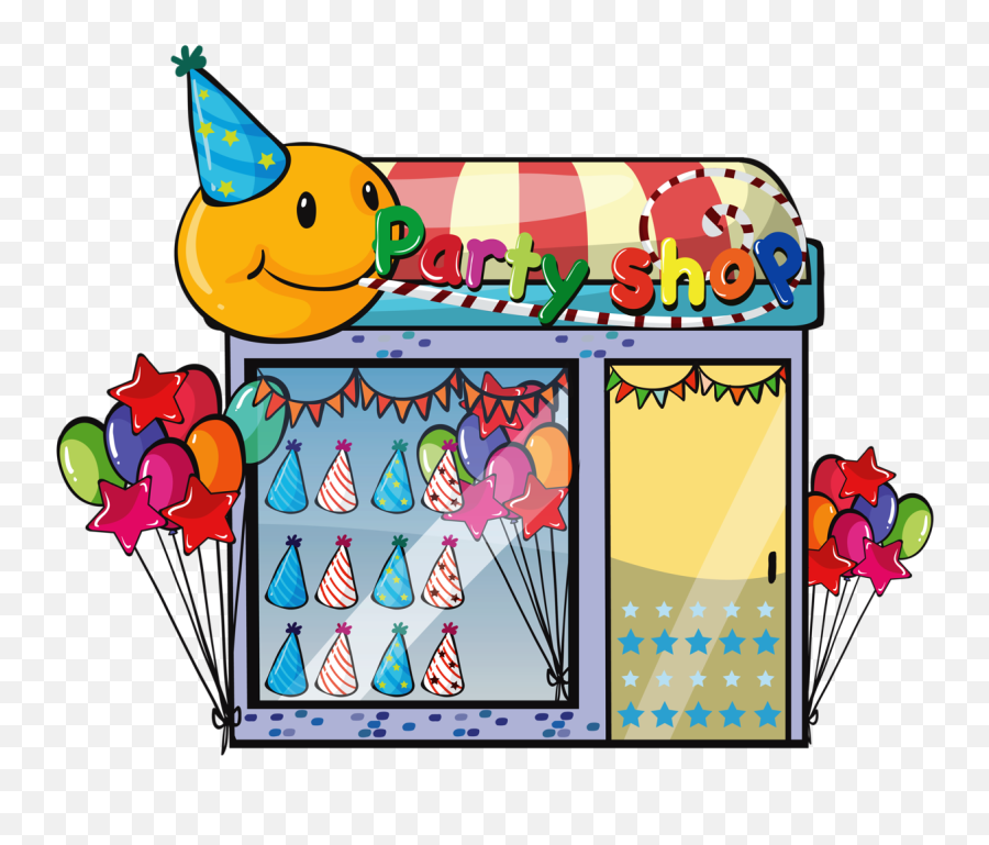 Store Clipart Stationery Store - Party Shop Cartoon Party Needs Shop Clipart Emoji,Store Clipart