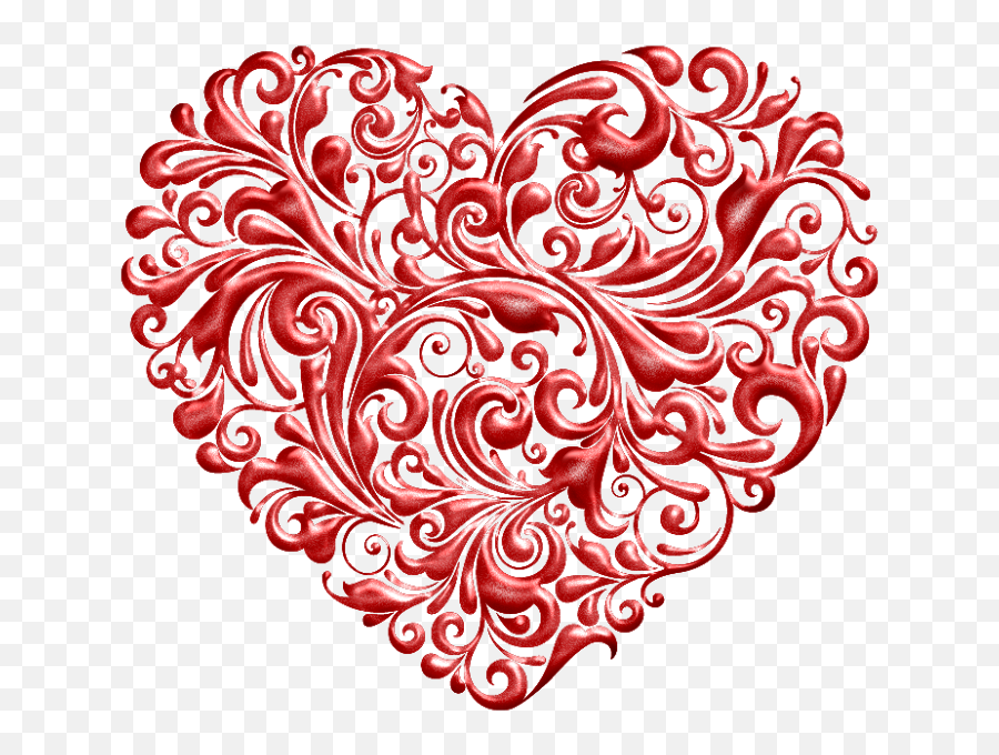 Fancy Red Heart Clipart Transparent - Clip Art Scroll Heart Emoji,Red Heart Clipart