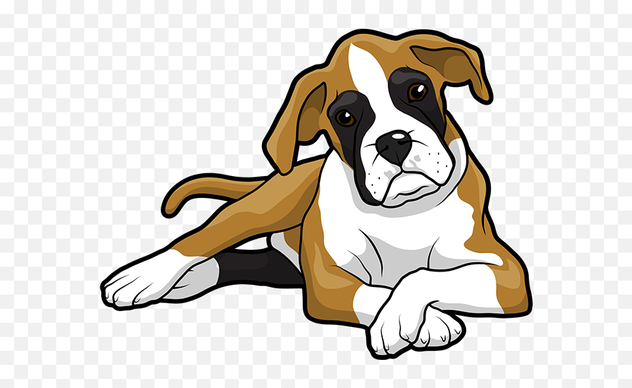 Boxer Puppy Golden Retriever Drawing - Cartoon Boxer Dog Png Emoji,Golden Retriever Clipart