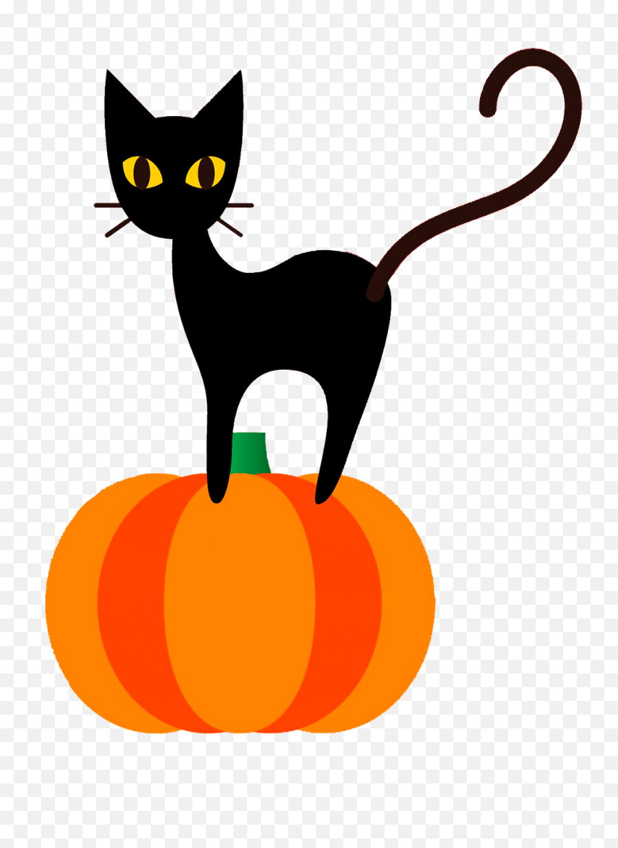 Black Cat - Black Cat And Pumpkin Clipart Emoji,Black Cat Clipart