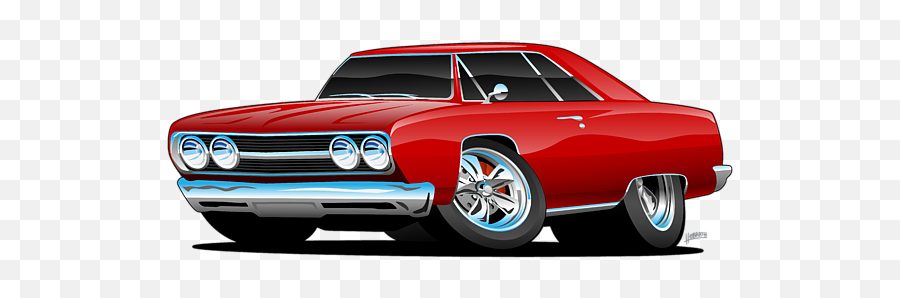 Red Hot Classic Muscle Car Coupe Cartoon Round Beach Towel Emoji,Drag Racing Clipart
