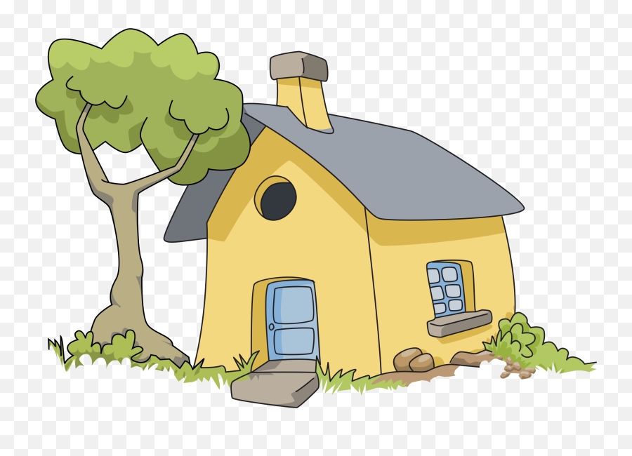 Cottage - House With A Tree Clipart Emoji,House Clipart