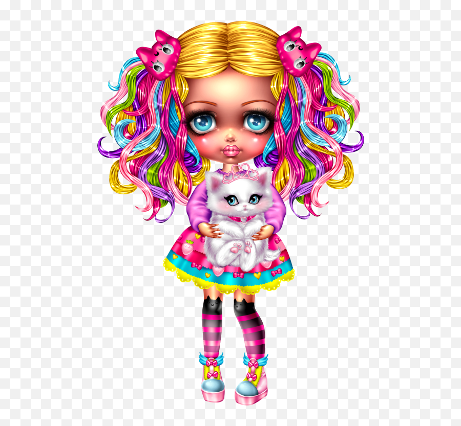 Girly Art Cute Art Fairy Art - Girls With Big Eyes Cartoon Drawing Emoji,Voodoo Doll Clipart