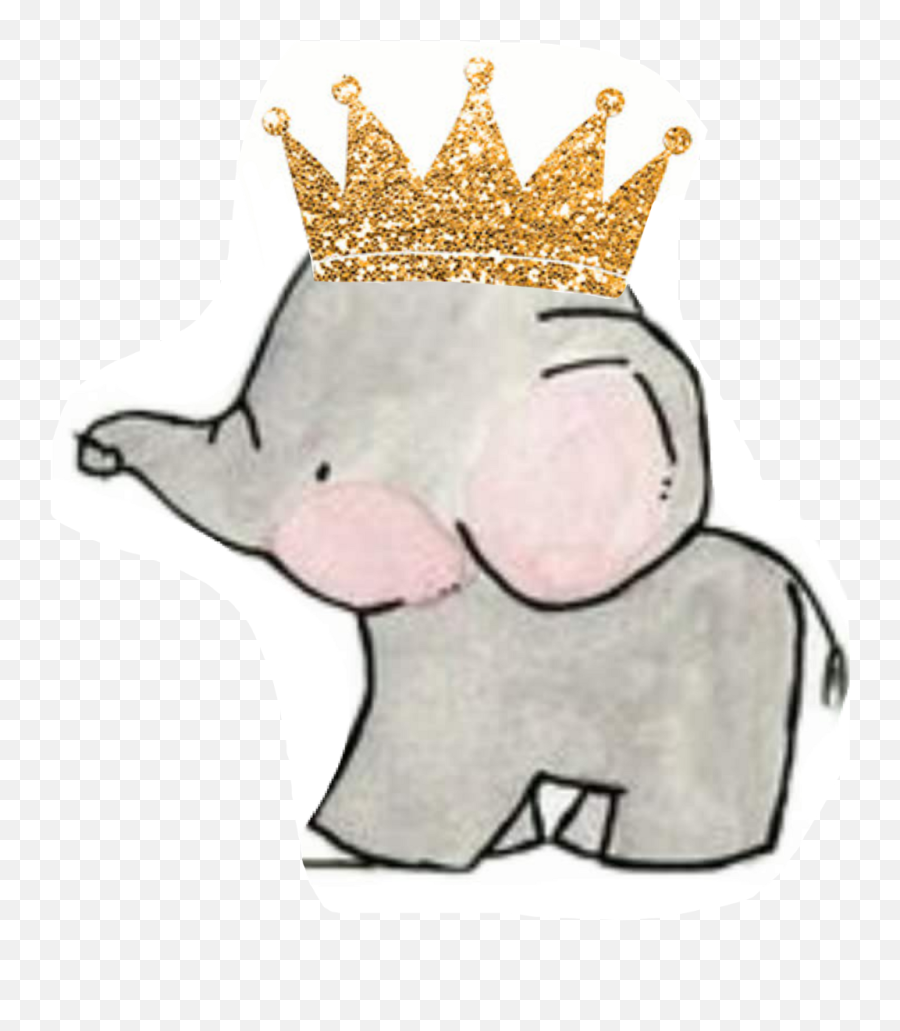 Cartoon Elephant With Crown - Mummy And Daddy Elephant Emoji,Cartoon Crown Png