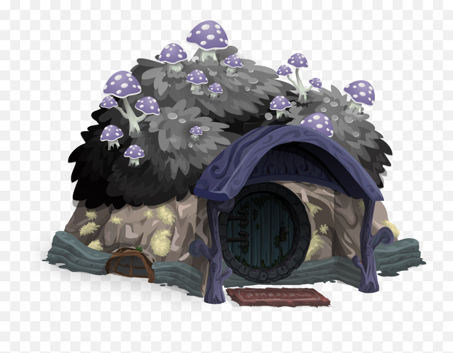 Clipart Of Cartoon Small Hut With Plants And Mushrooms On Roof - Cottage Transparent Background Emoji,Roof Clipart