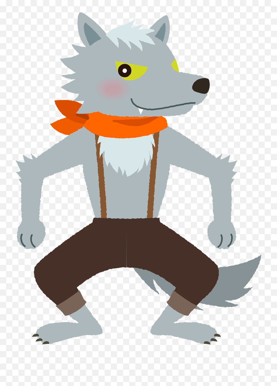 Wolf Is Wearing A Bandana Clipart - Wolf Emoji,Bandana Clipart