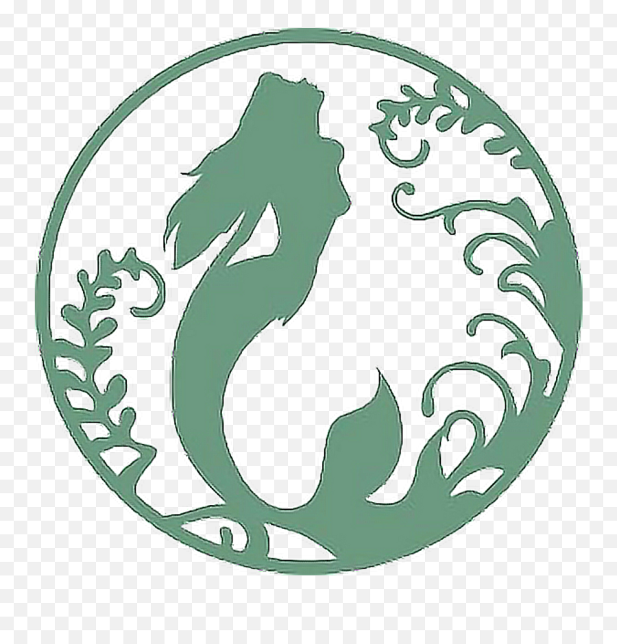 Monogram Sticker - Mermaid Scene Silhouette Clipart Full Mermaid Circle Silhouette Emoji,Mermaid Silhouette Png